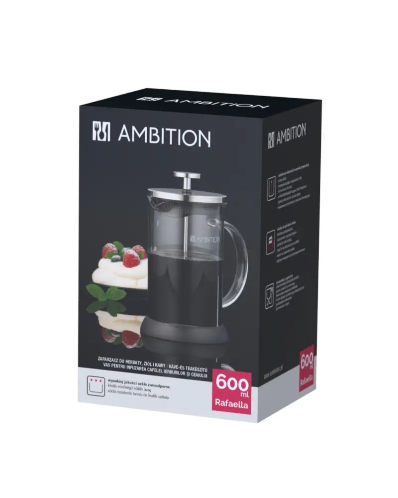 French Press Coffee Maker (Plunger) Glass, steel and plastic