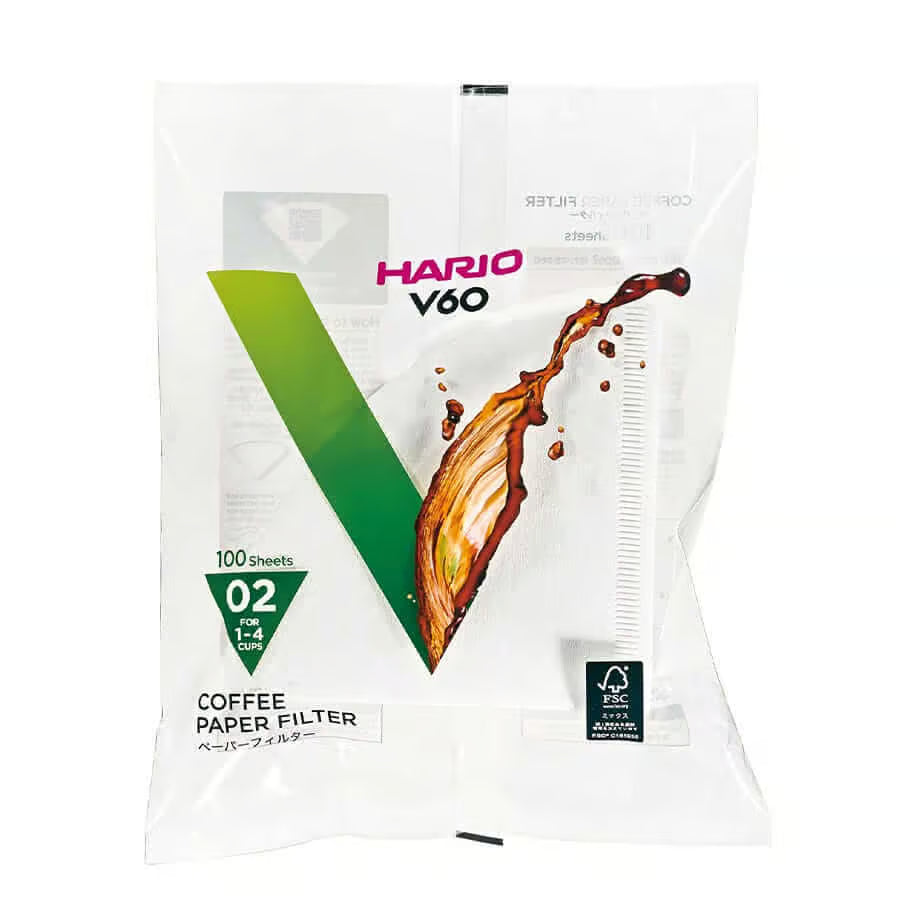 Filtros blancos de papel para V60 x100 (tipo 02)