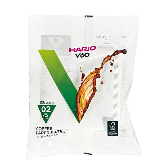 Filtros blancos de papel para V60 x100 (tipo 02)