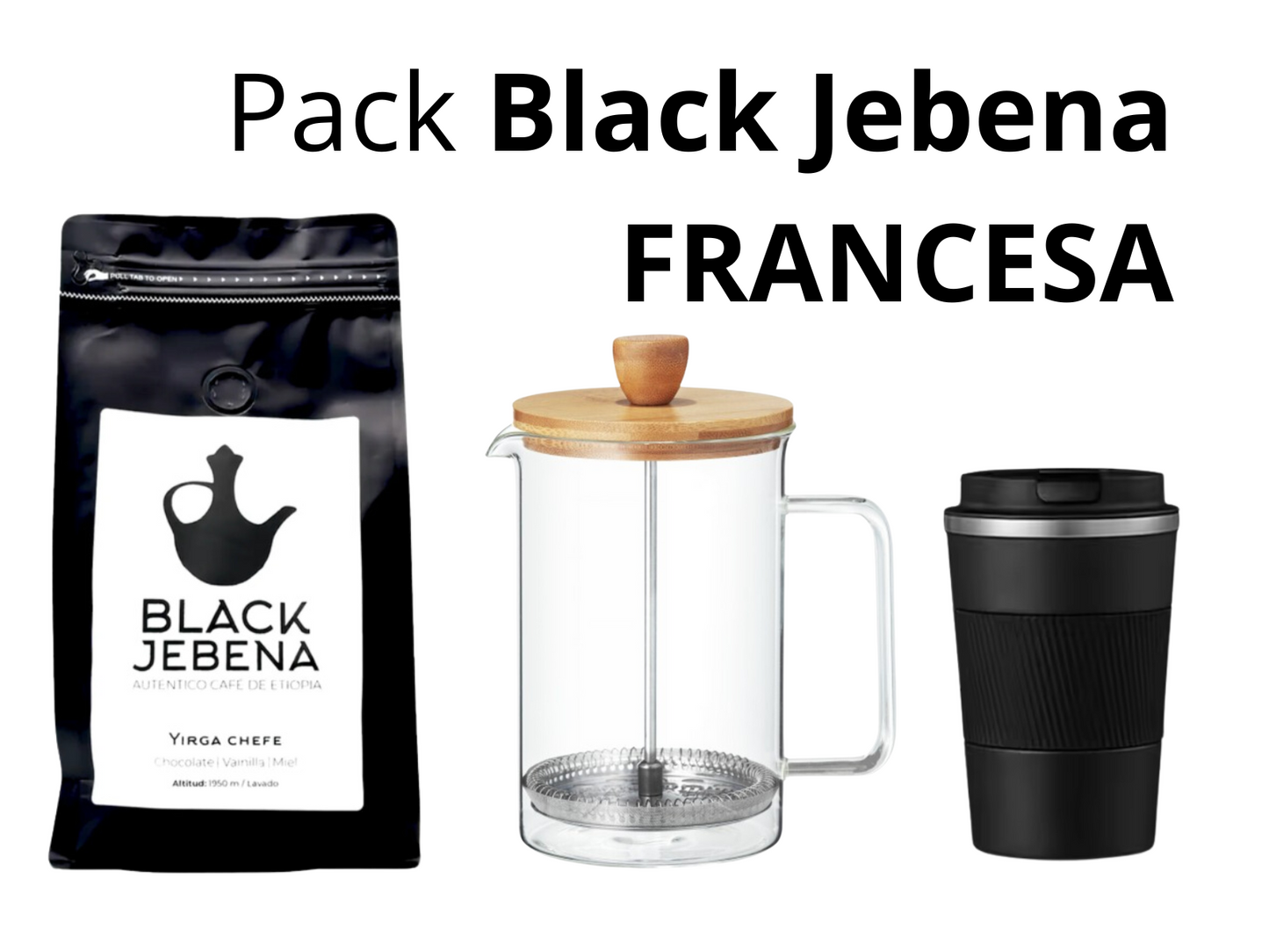 Pack Café + Vaso térmico + Cafetera Francesa (émbolo)