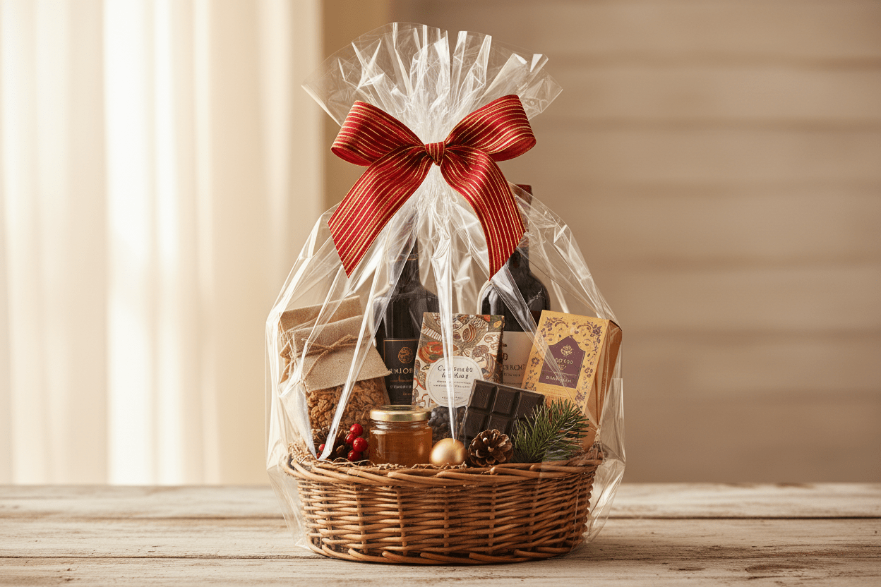 Con un platico envolvente transparente y que no se vean mucho las marcas de los productos