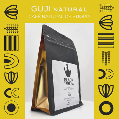 Black Jebena, café en grano o molido, 100% arábica de Etiopía, región de Guji, proceso natural