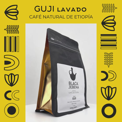 Black Jebena, café en grano o molido, 100% arábica de Etiopía, región de Guji, lavado