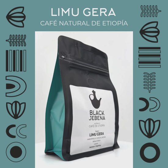 Black Jebena, café en grano o molido, 100% arábica de Etiopía, región de Limu Gera