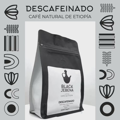 Black Jebena, café en grano o molido, 100% arábica de Etiopía, blend descafeinado