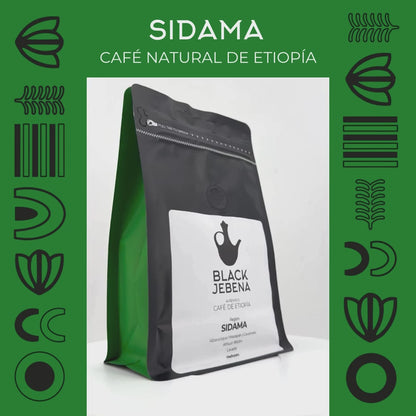 Black Jebena, café en grano o molido, 100% arábica de Etiopía, región de Sidama